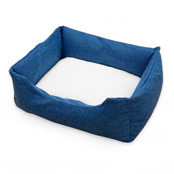 Cushioned Pet Bed - Navy, White & Black