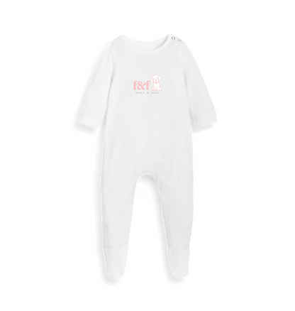 White Printed baby grow Front