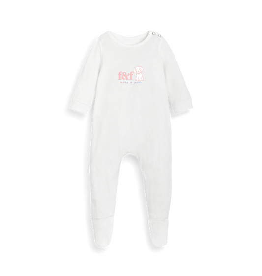 White Printed baby grow Front
