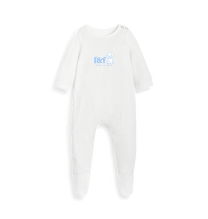 White Printed baby grow Front