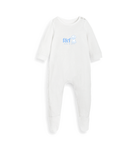White Printed baby grow Front
