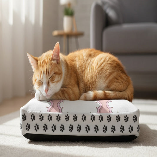 Premium Pet Bed - White and Pink