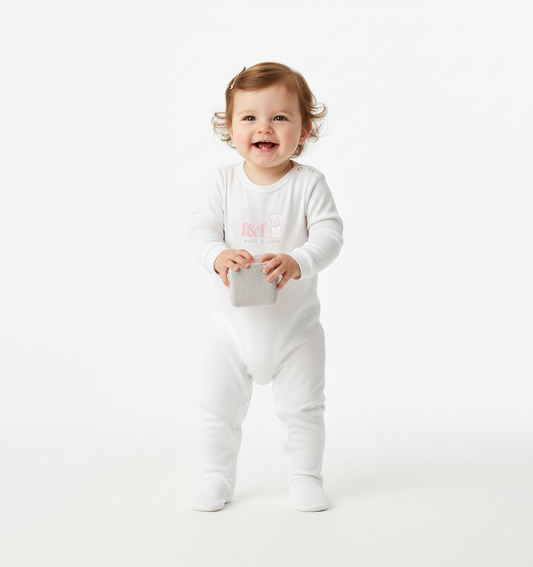 Everyday Sleepsuit - White & Pink